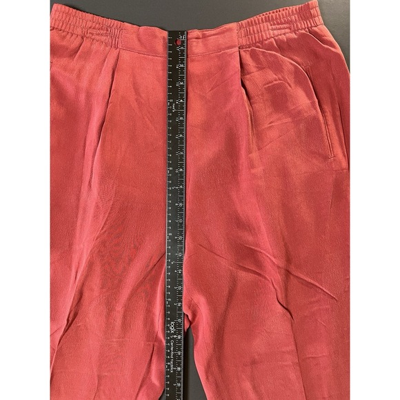 Valerie Steven's Pure Silk Pant Suit Size 8 Burgundy Lagenlook Business Preppy - Picture 11 of 14